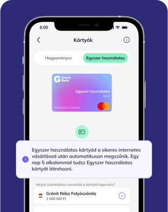 Mobil applikáció, azon felül egy Egyszerhasználatos kártya.